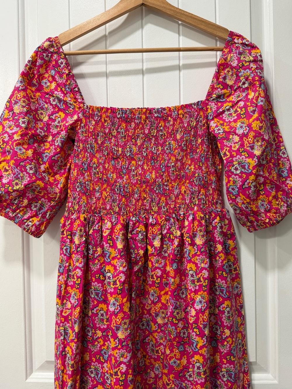House of Harlow 1960 Pink Floral Smocked Top Dress - Picture 7 of 10